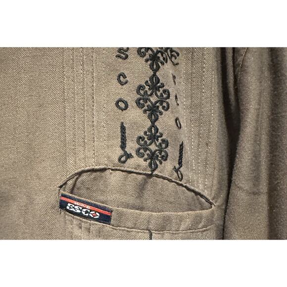 Willie Esco Guayabera Shirt Long Sleeve Men Size XXL Brown Button Up Hip Hop Y2K - Picture 3 of 10